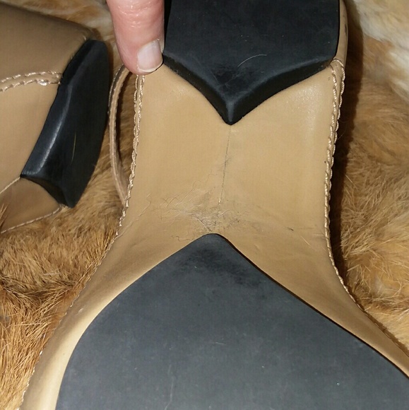 Beige Boho Leather Summer Wedge - Picture 5 of 7